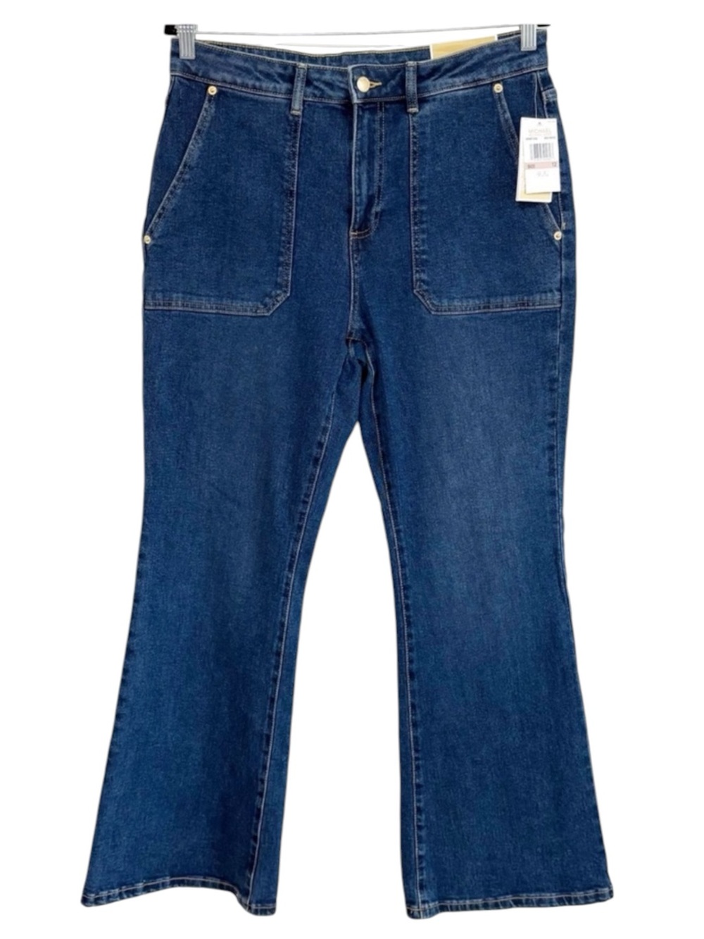 NWT Michael Kors Selma Flare Jeans High Rise Dark Wash Stretch Denim Size 12